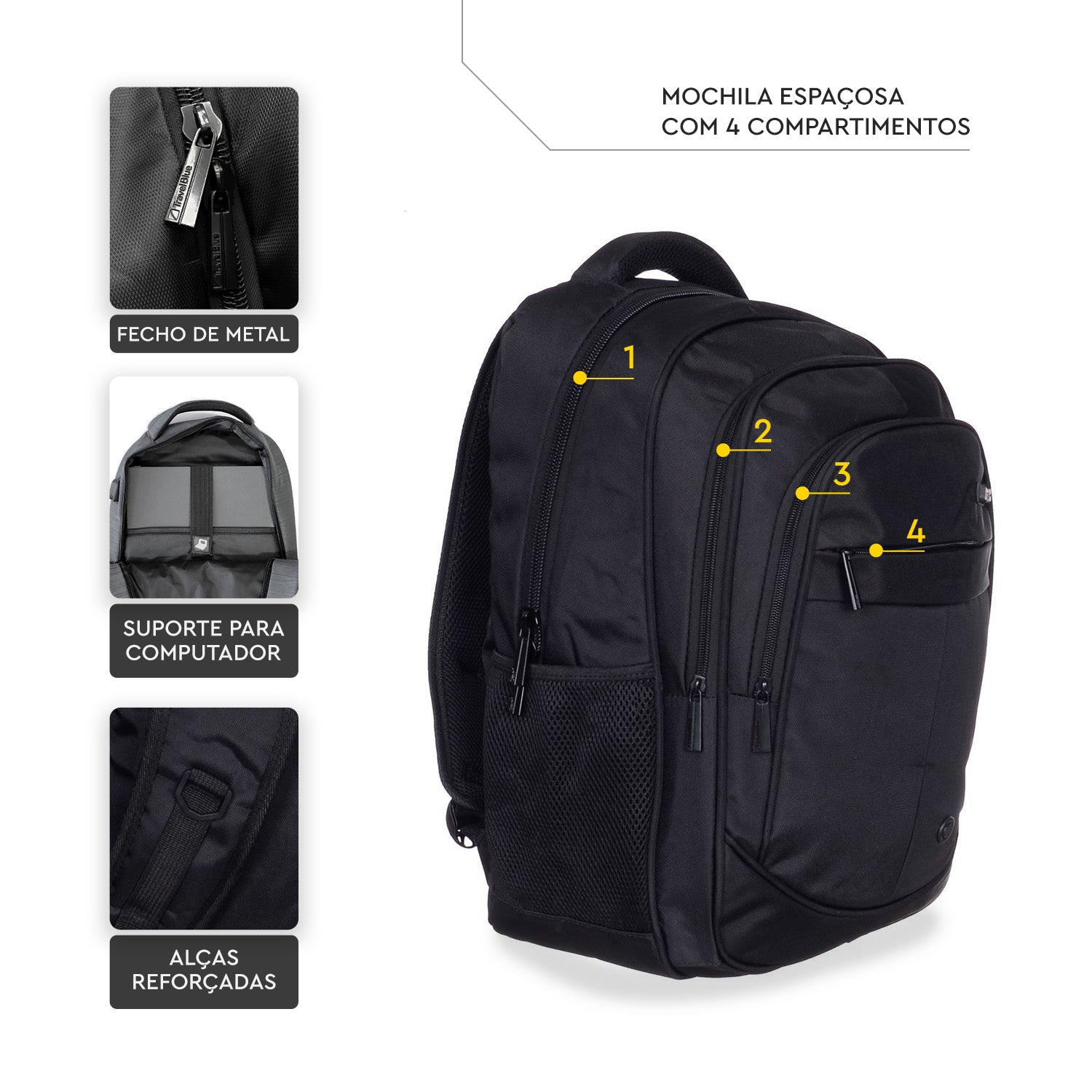 MOCHILA BP5655 TRAVEL BLUE PORTA NOTEBOOK 15,6" 24 LTS COLOR NEGRO