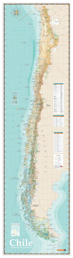 Mapa Físico de Chile - Pilgrim Tienda para viajeros