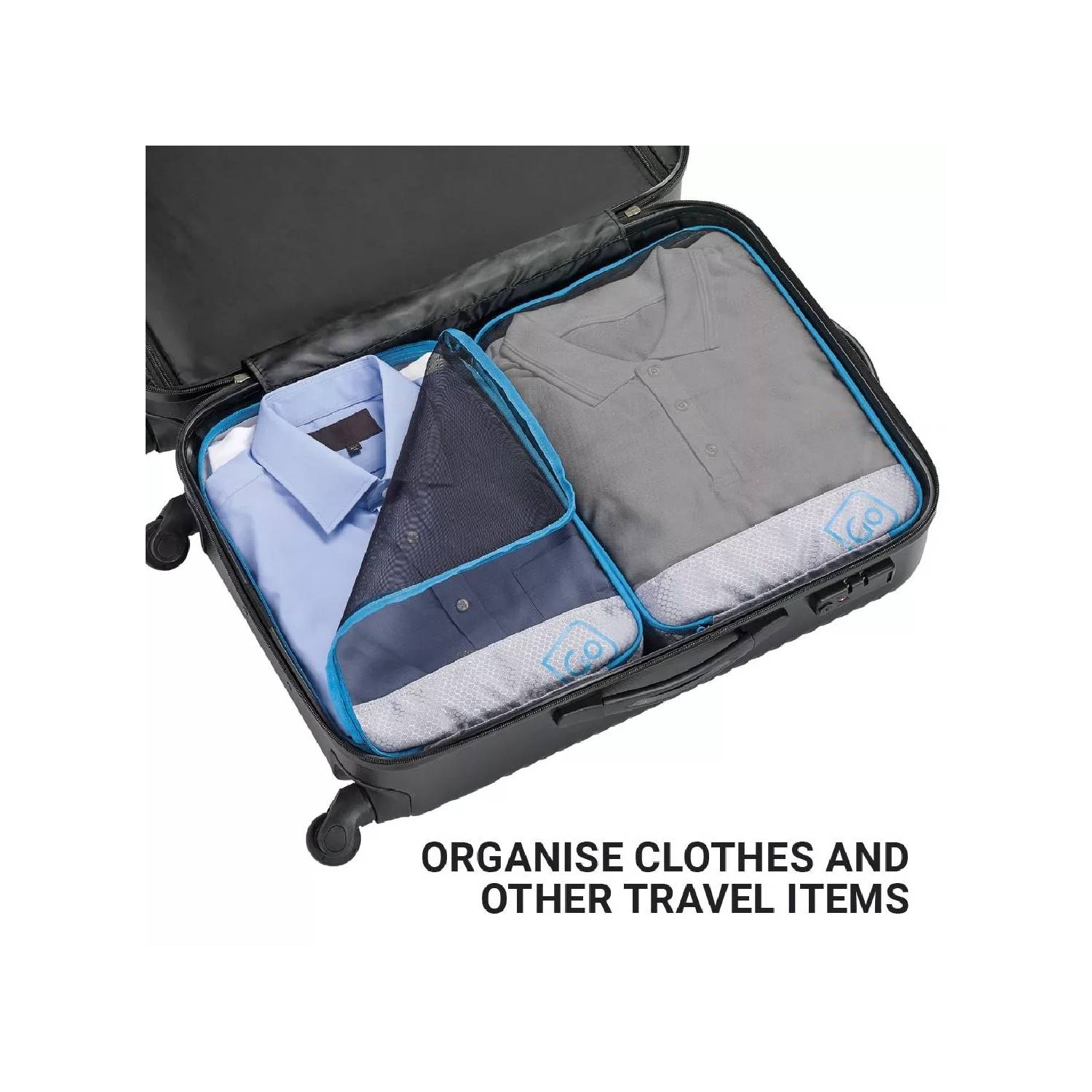 NEW 2 CUBOS ORGANIZADORES DE EQUIPAJE AZUL