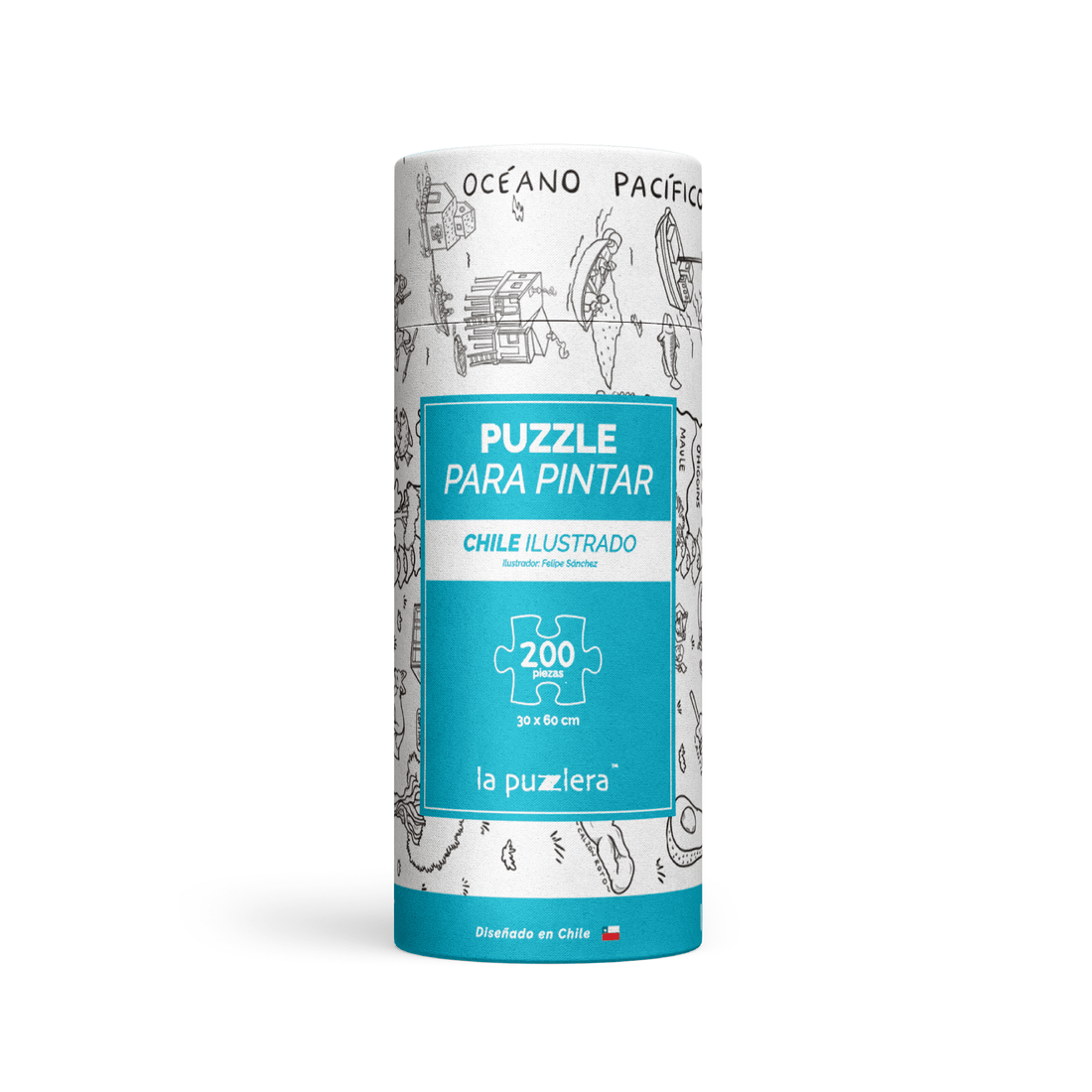 PUZZLE CHILE ILUSTRADO PARA PINTAR 200 PIEZAS