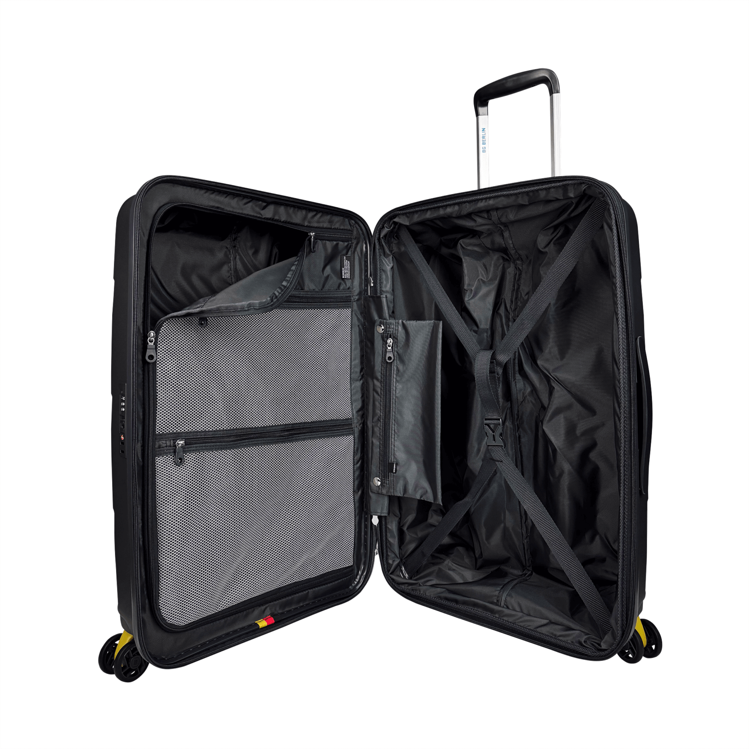 Maleta de viaje BG Berlin, doble cierre seguro, candado TSA, ruedas dobles 360° y bolsillos interiores