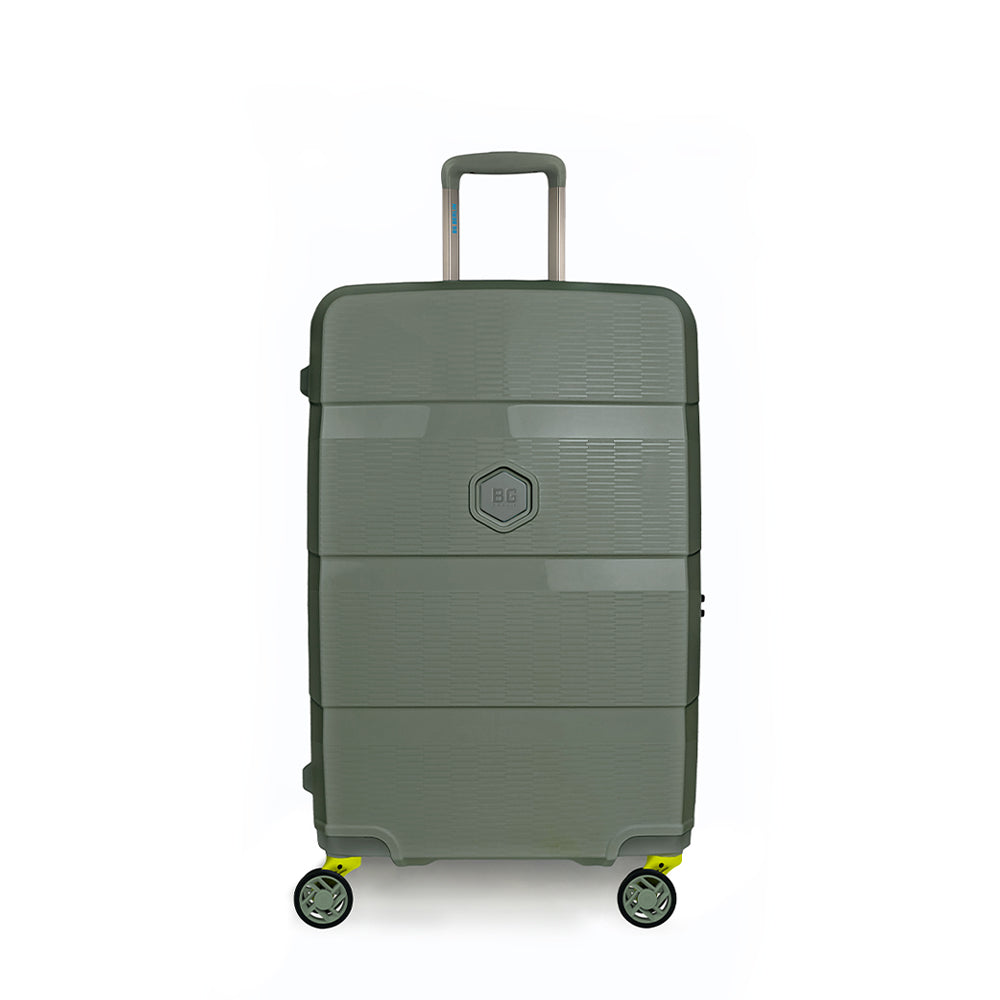 Maleta BG Berlin de 18 kg, doble cierre seguro, candado TSA, expandible 20% y ruedas 360°