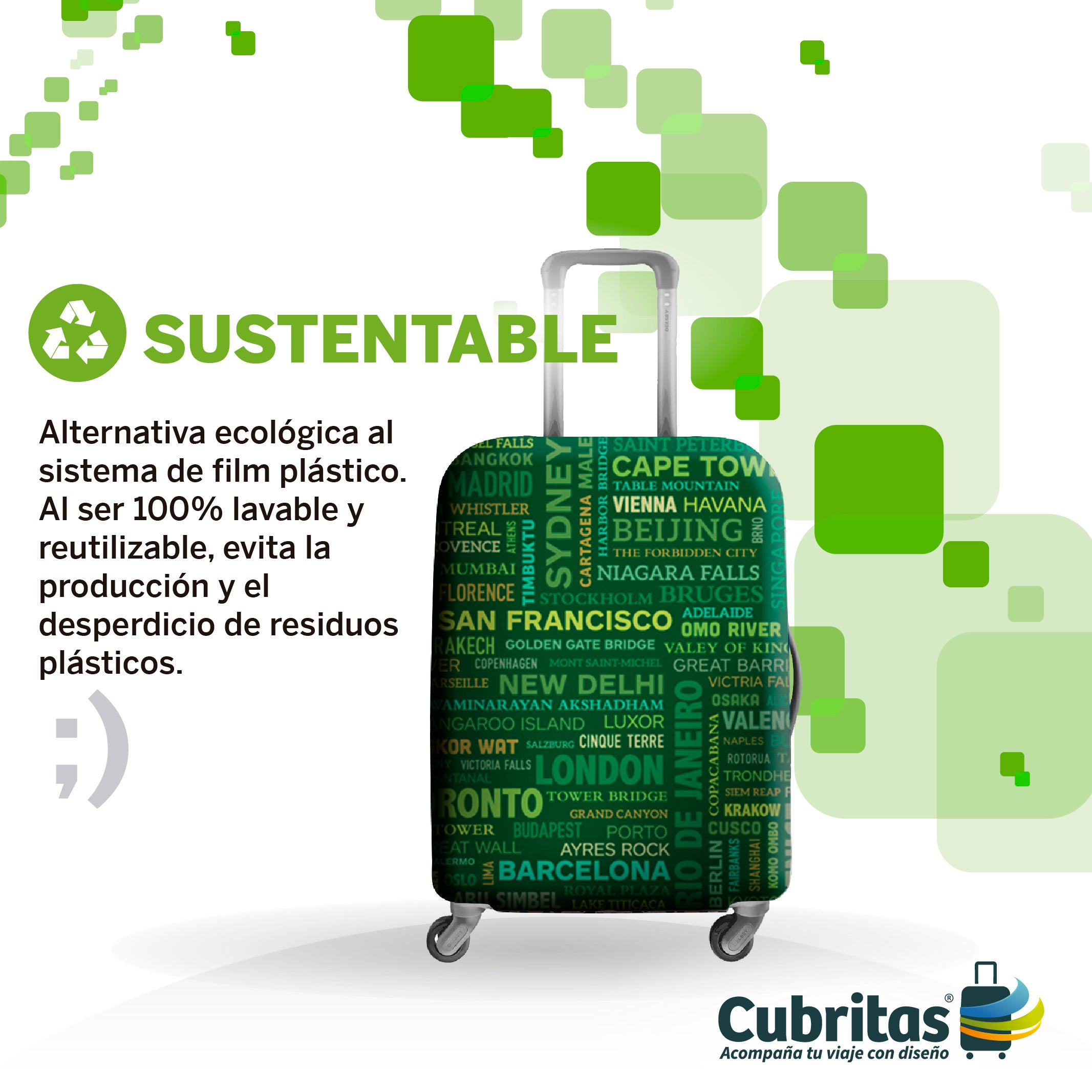 FUNDA CUBRE MALETA DISEÑO CHILE