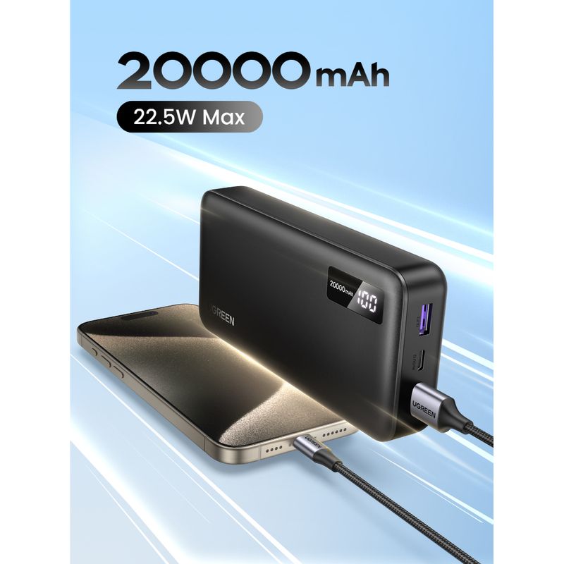 BATERIA PORTATIL CARGA RAPIDA 20.000MAH 1USB-C+1USB-A UGREEN