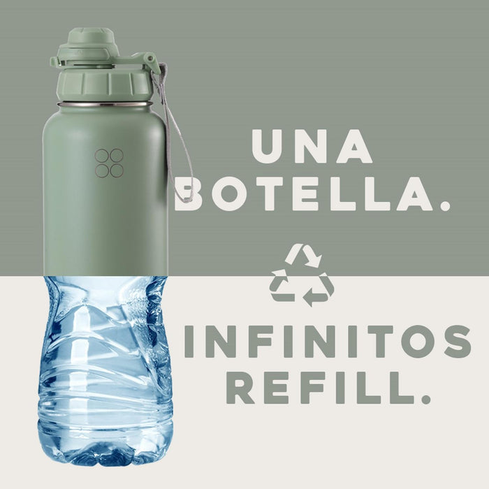 BOTELLA TERMICA BUFFER MOREA ACERO INOXIDABLE 950 ML 4 TAPAS