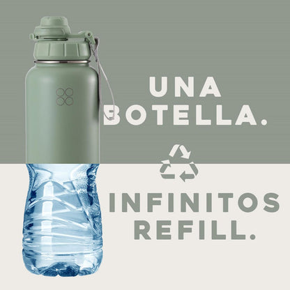 BOTELLA TERMICA BUFFER MOREA ACERO INOXIDABLE 950 ML 4 TAPAS