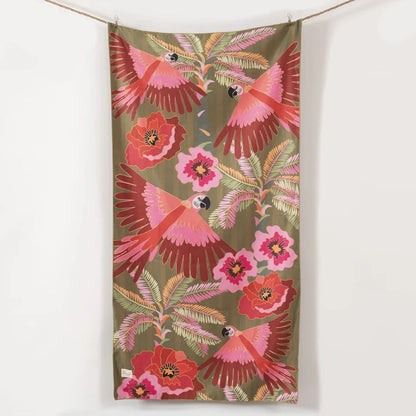 Toalla playa microfibra 90X180cms Pericos Rojos