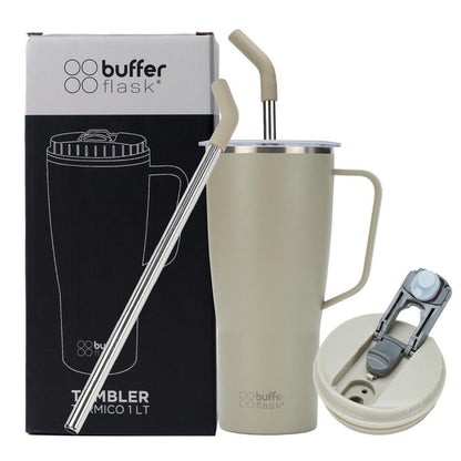 MUG VASO TÉRMICO BUFFER ROQUES 1 LT CON 2 TAPAS