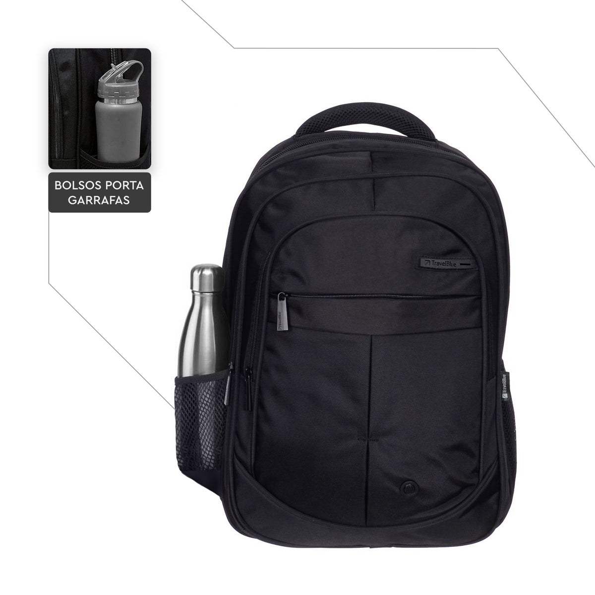 MOCHILA BP5655 TRAVEL BLUE PORTA NOTEBOOK 15,6" 24 LTS COLOR NEGRO - Pilgrim Tienda para viajeros