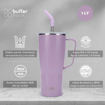 MUG VASO TÉRMICO BUFFER ROQUES 1 LT CON 2 TAPAS