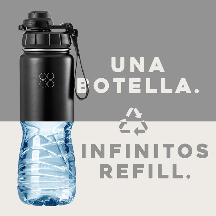 BOTELLA TERMICA BUFFER MOREA ACERO INOXIDABLE 950 ML 4 TAPAS