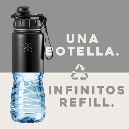 BOTELLA TERMICA BUFFER MOREA ACERO INOXIDABLE 950 ML 4 TAPAS