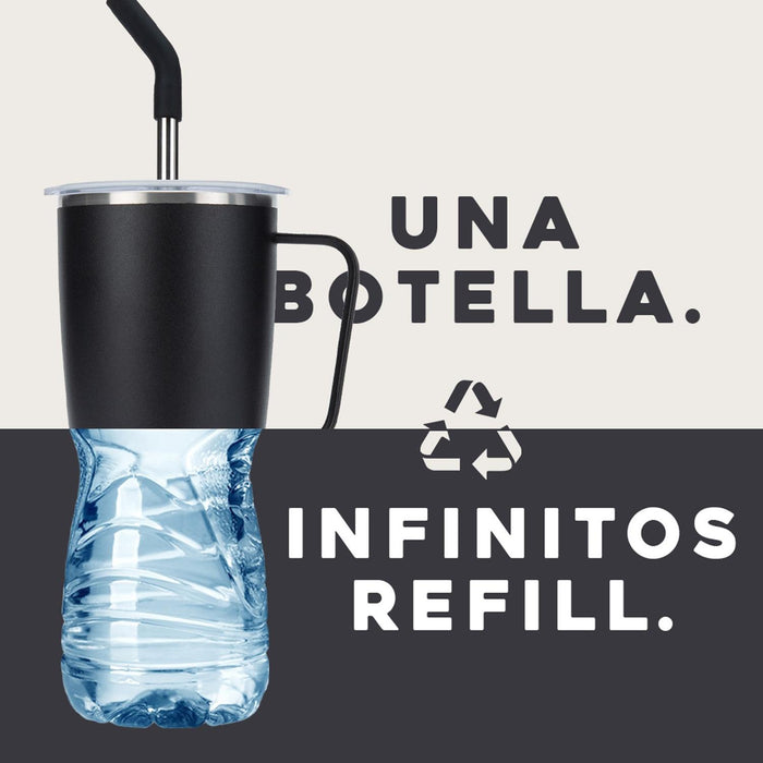 MUG VASO TÉRMICO BUFFER ROQUES 1 LT CON 2 TAPAS