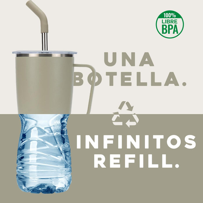 MUG VASO TÉRMICO BUFFER ROQUES 1 LT CON 2 TAPAS