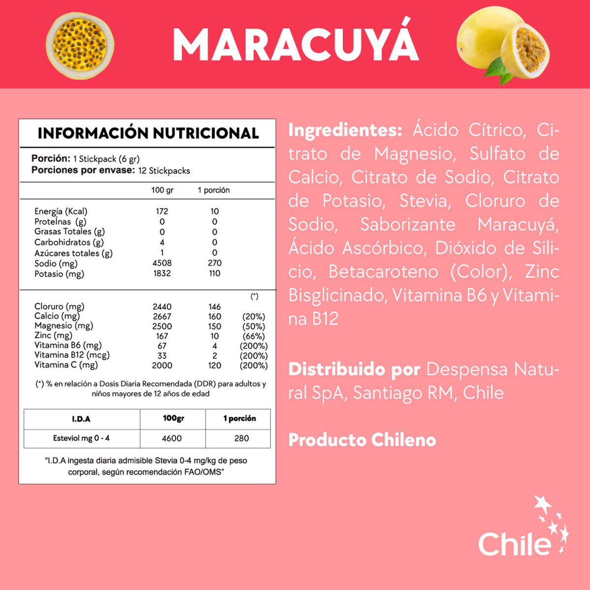 ELECTROLITOS HIDRATANTES VIAJES/JET LAG SABOR MARACUYA (1 SOBRE) - Pilgrim Tienda para viajeros