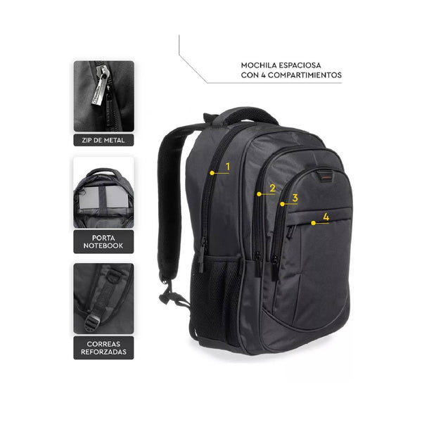 MOCHILA TRAVEL BLUE BP5653 PARA NOTEBOOK 15,6" 24LTS NEGRA - Pilgrim Tienda para viajeros
