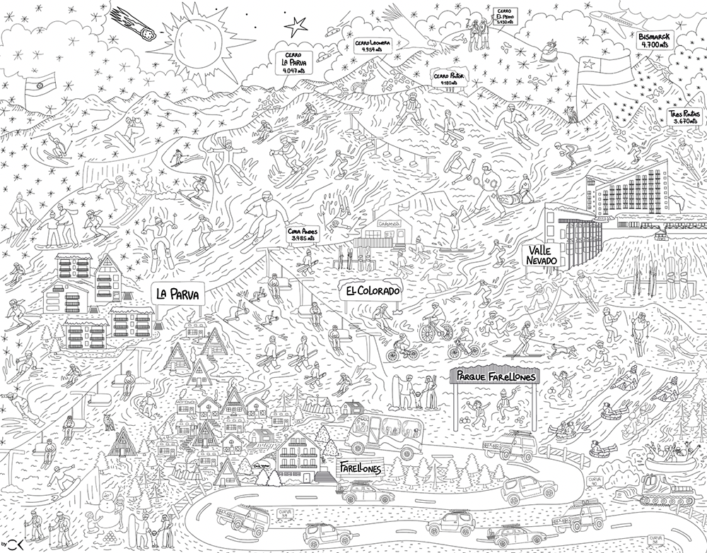 LÁMINA ILUSTRADA PARA PINTAR FARELLONES - Pilgrim Tienda para viajeros