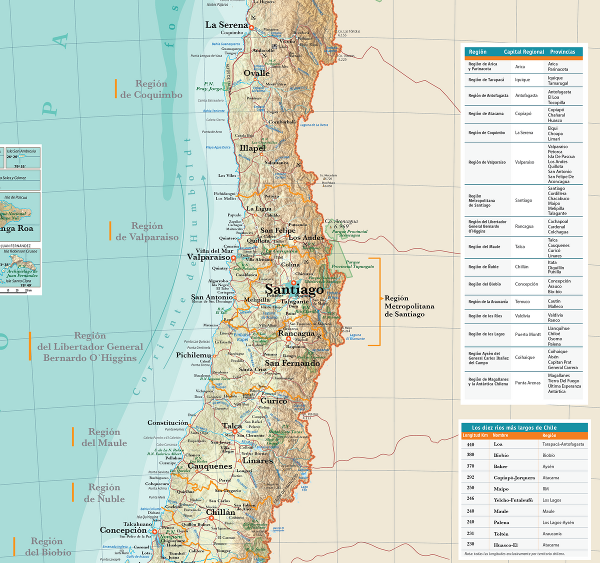 Mapa Físico de Chile