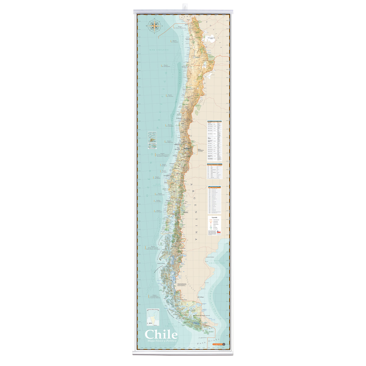 Mapa Físico de Chile - Pilgrim Tienda para viajeros