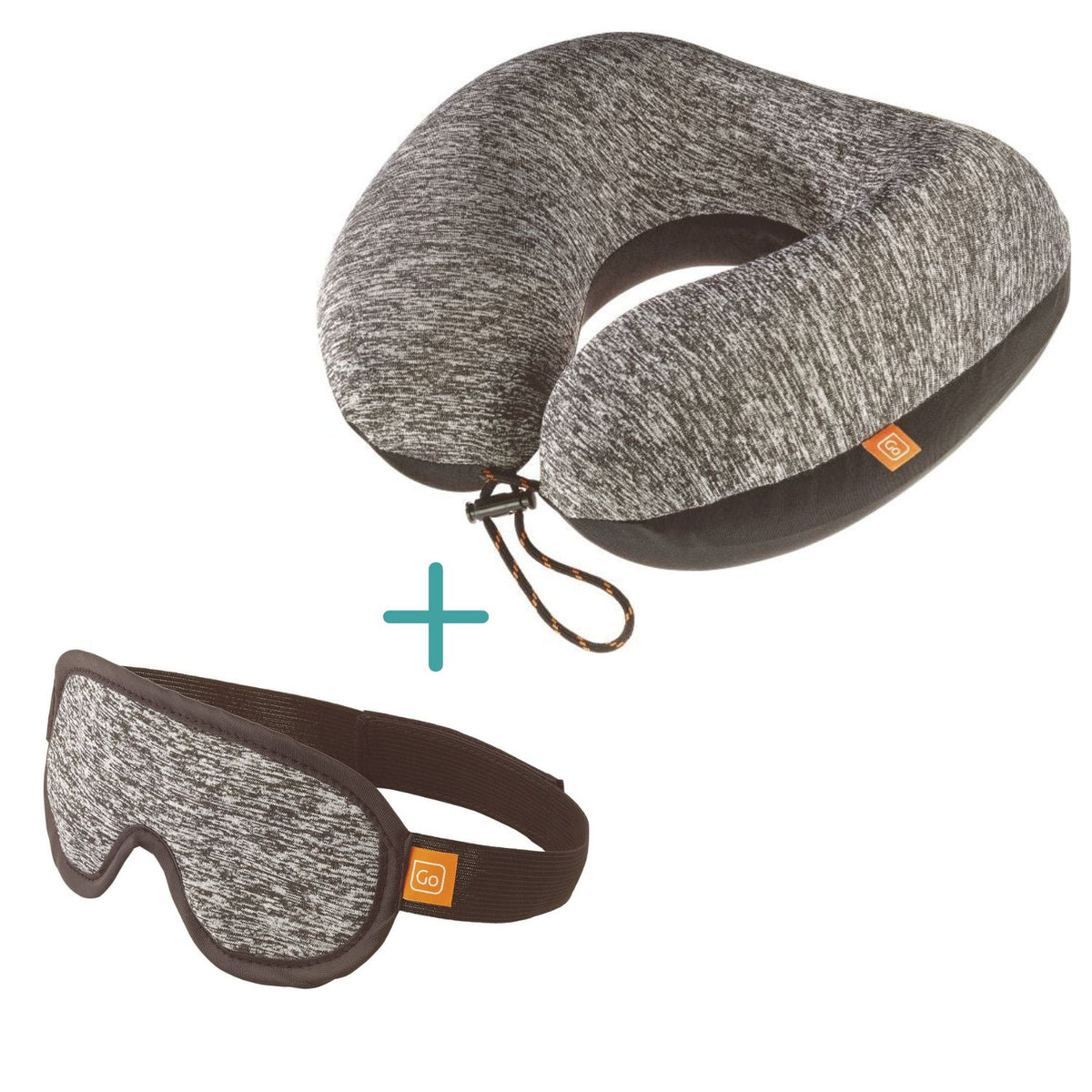 Pack Almohada de Viaje de Memoria + Antifaz Go Travel Detalles Naranjos