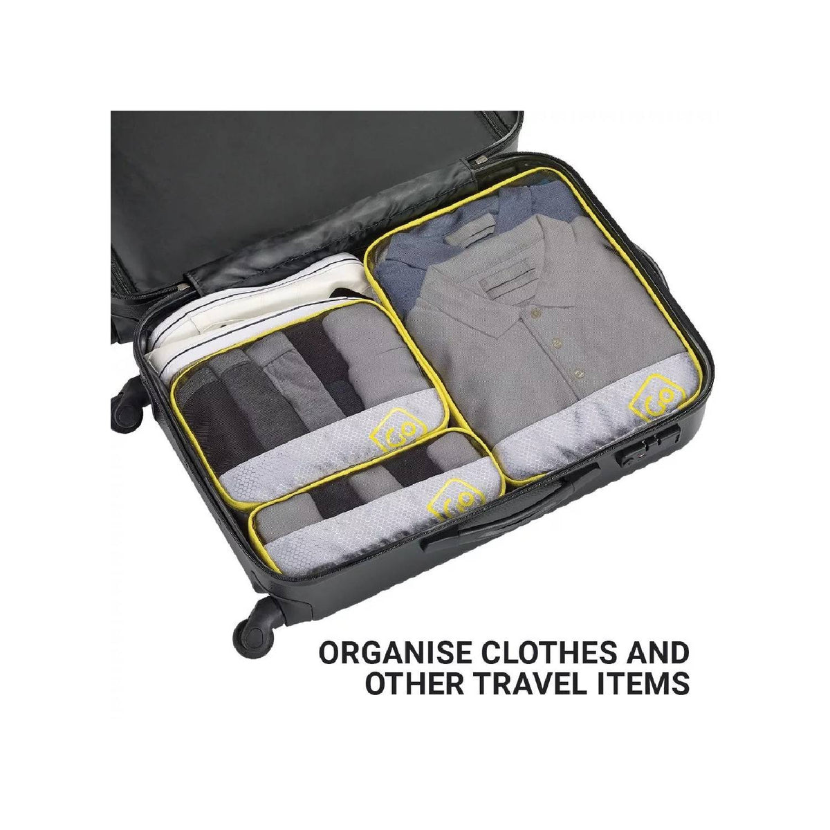 Cubos Organizadores de Equipaje 3 Piezas Amarillo Go Travel - Pilgrim Tienda para viajeros