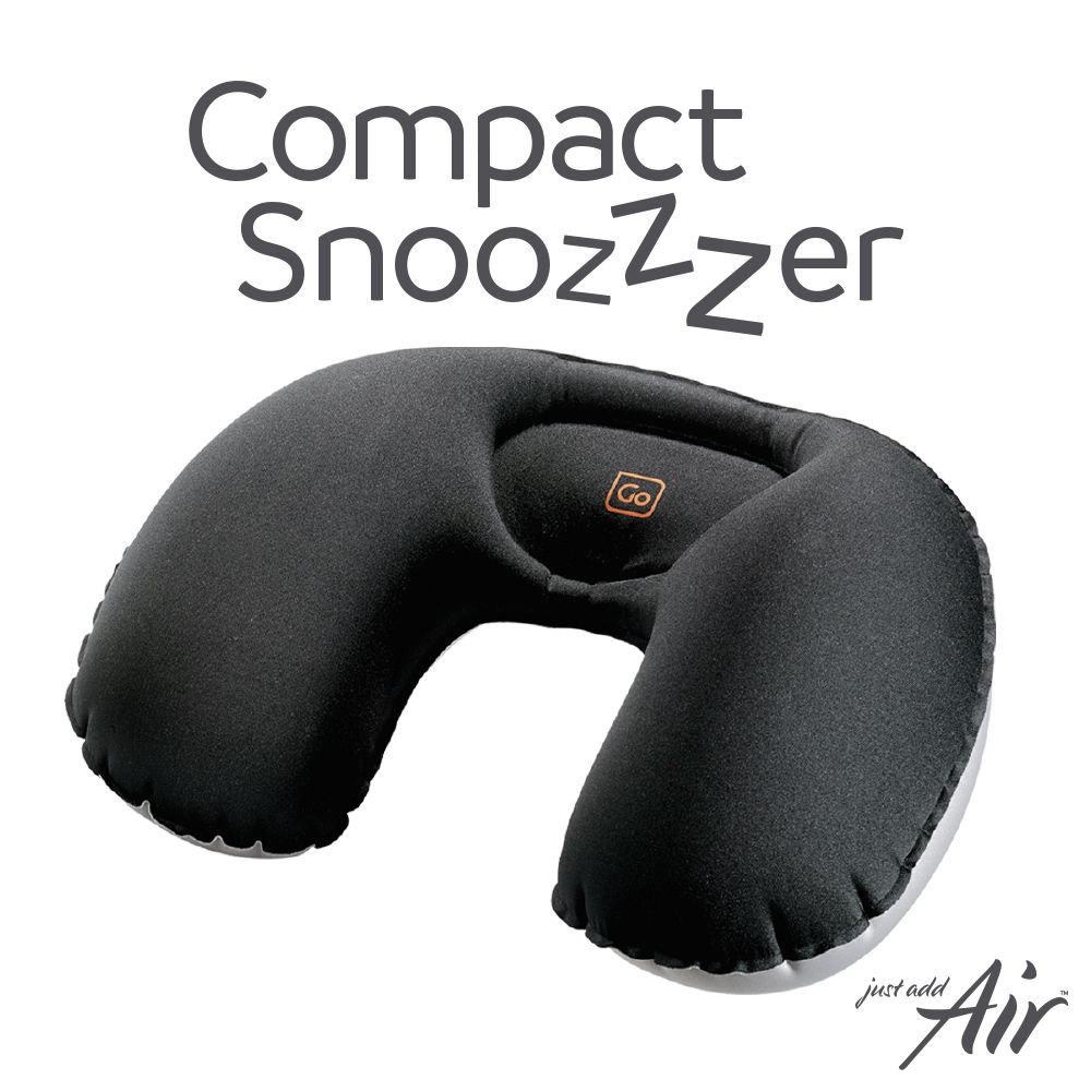 ALMOHADA INFLABLE COMPACTA NEGRO CON BOLSITA TRANSPORTE - Pilgrim Tienda para viajeros