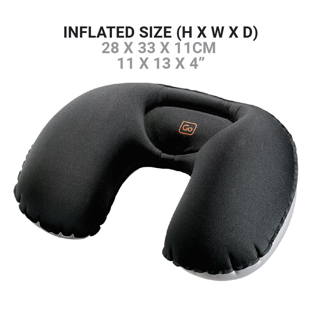 ALMOHADA INFLABLE COMPACTA NEGRO CON BOLSITA TRANSPORTE - Pilgrim Tienda para viajeros