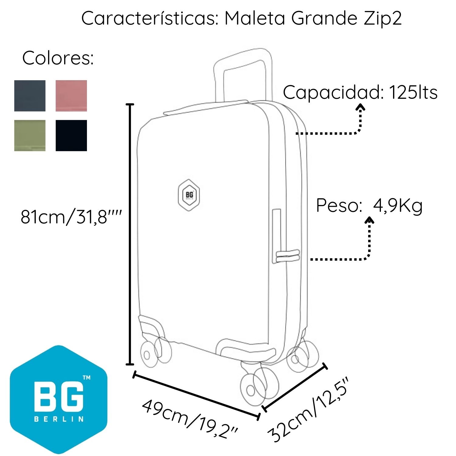 MALETA GRANDE BG BERLIN ZIP² CIERRE DE SEGURIDAD 125 LTS