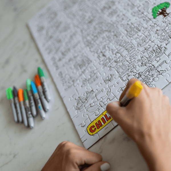 PUZZLE CHILE ILUSTRADO PARA PINTAR 200 PIEZAS - Pilgrim Tienda para viajeros