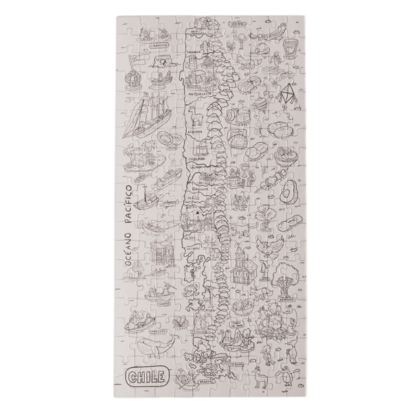 PUZZLE CHILE ILUSTRADO PARA PINTAR 200 PIEZAS - Pilgrim Tienda para viajeros