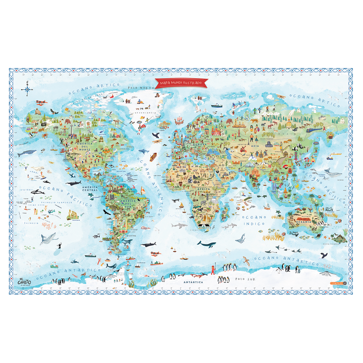 MAPA MUNDI ILUSTRADO AZUL - Pilgrim Tienda para viajeros