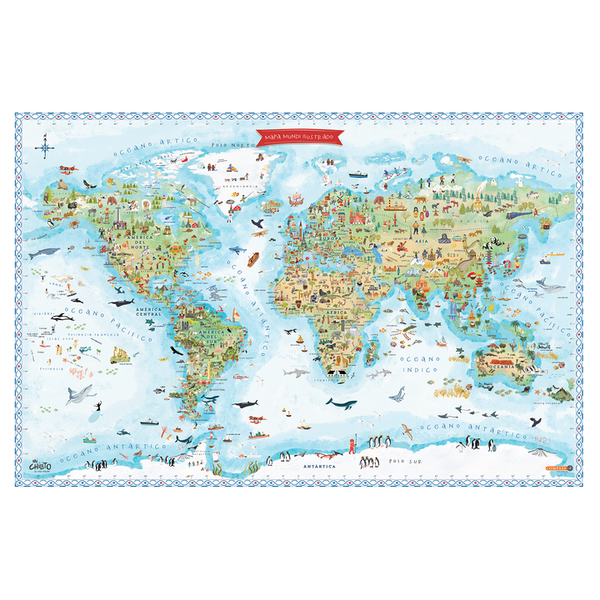 MAPA MUNDI ILUSTRADO AZUL - Pilgrim Tienda para viajeros