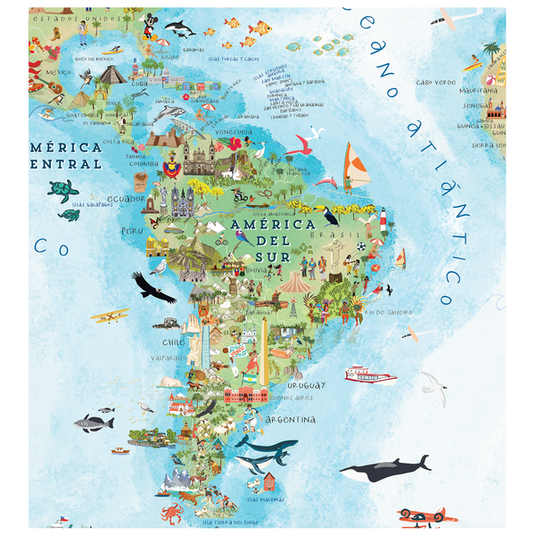 MAPA MUNDI ILUSTRADO AZUL - Pilgrim Tienda para viajeros