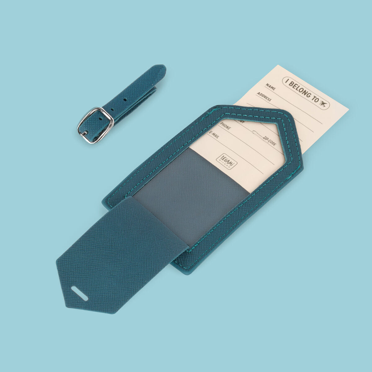 Etiqueta para Maleta Legami Petrol Blue | Identificador de Equipaje con Correa Ajustable - Pilgrim Tienda para viajeros