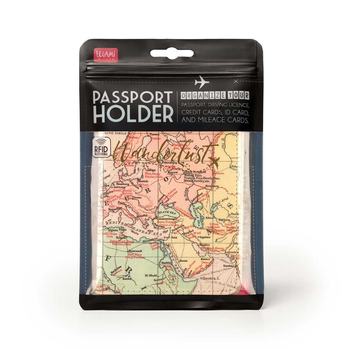 Porta Pasaporte Legami Travel con Protección RFID | Funda Documentos de Viaje - Pilgrim Tienda para viajeros