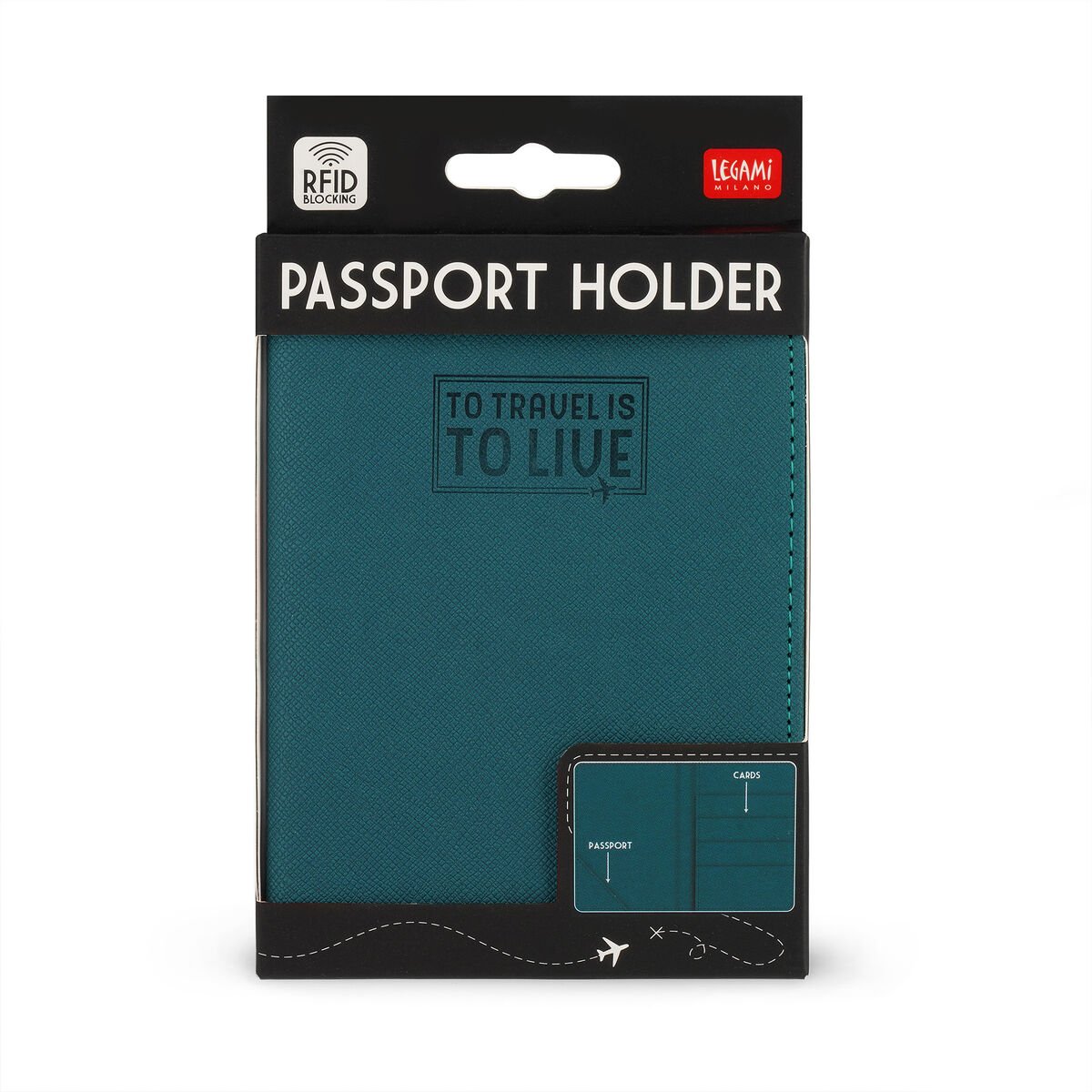 PORTA PASAPORTE RFID LEGAMI AZUL - Pilgrim Tienda para viajeros