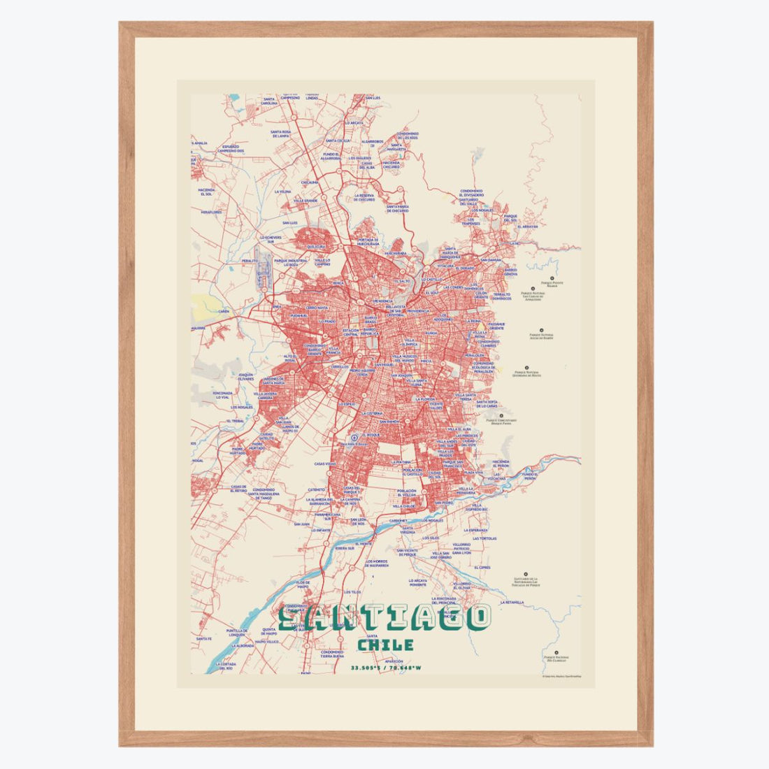 MAPA PINS SANTIAGO RETRO MARCO ALMENDRA