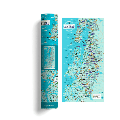 POSTER/ MAPA ILUSTRADO CARRETERA AUSTRAL 40x80 CMS