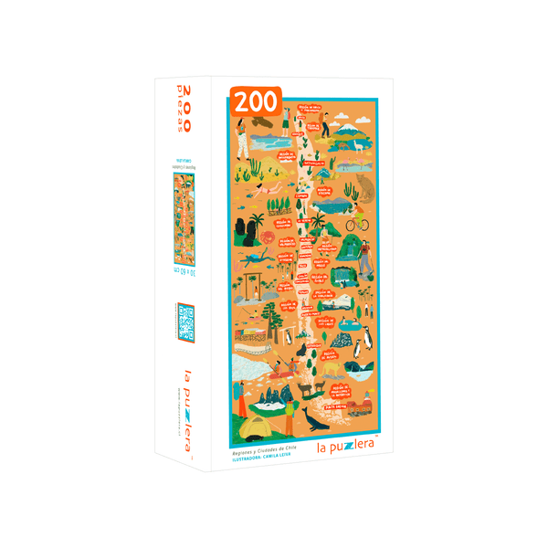 PUZZLE MAPA DE CHILE REGIONES Y CIUDADES 200 PIEZAS - Pilgrim Tienda para viajeros