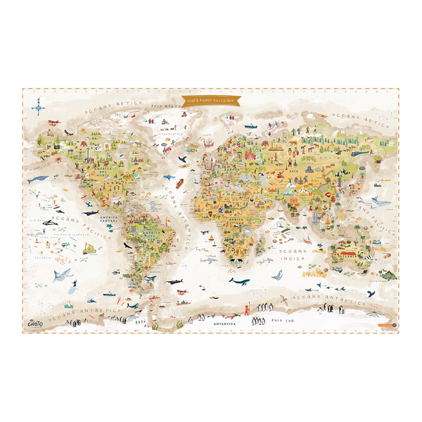 MAPA MUNDI ILUSTRADO SEPIA - Pilgrim Tienda para viajeros