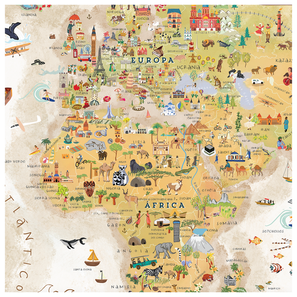 MAPA MUNDI ILUSTRADO SEPIA - Pilgrim Tienda para viajeros