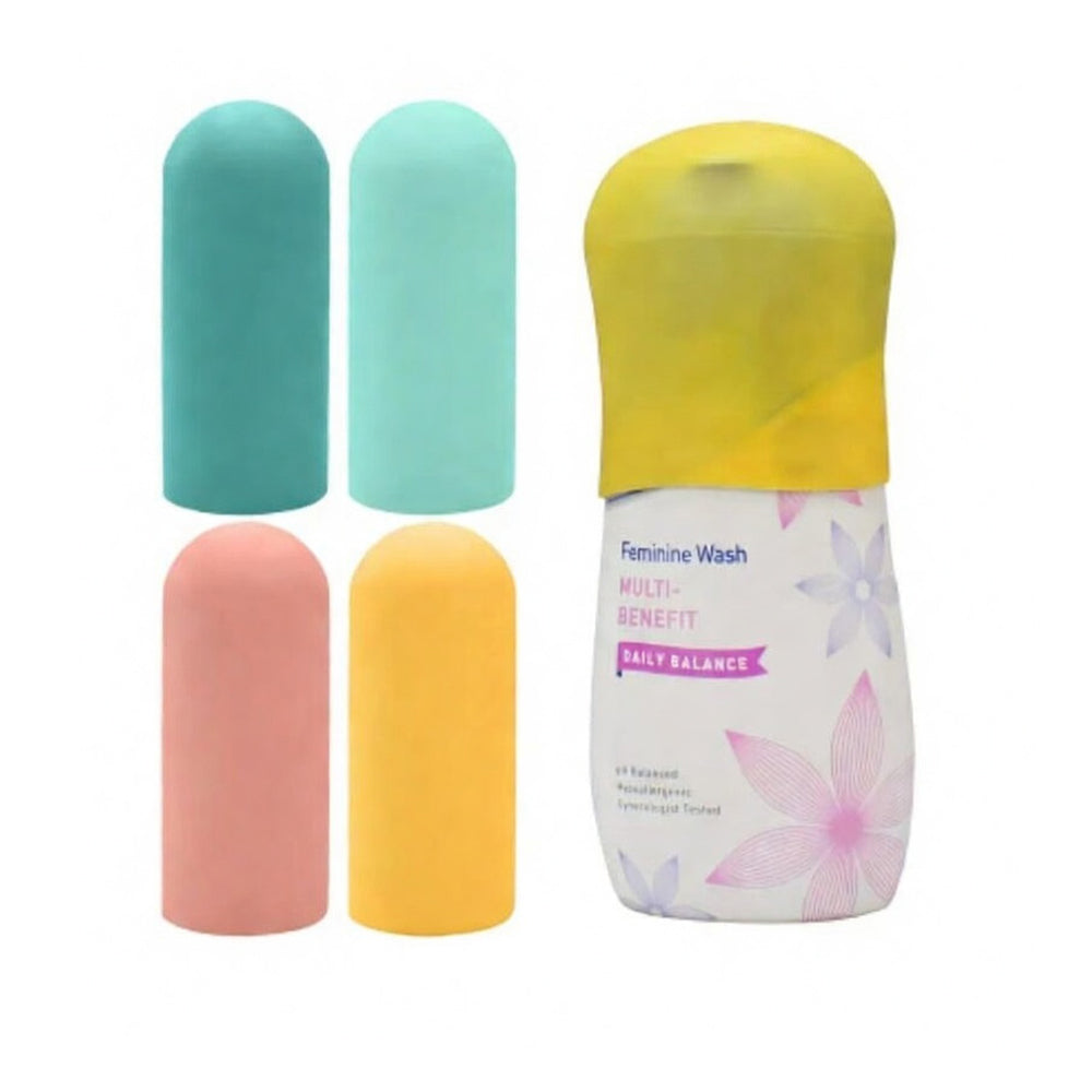 Set de 4 tapas de silicona antiderrame para viaje