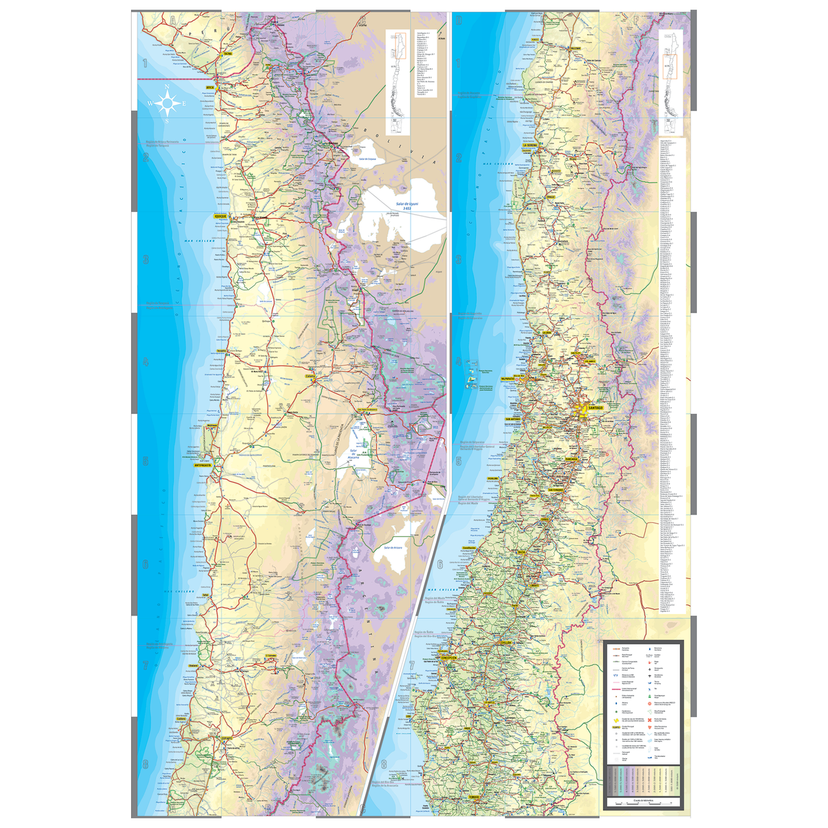 MAPA RUTERO DE CHILE COMPASS - Pilgrim Tienda para viajeros
