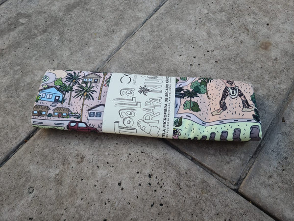 TOALLA DE VIAJE ILUSTRADA RAPA NUI - Pilgrim Tienda para viajeros