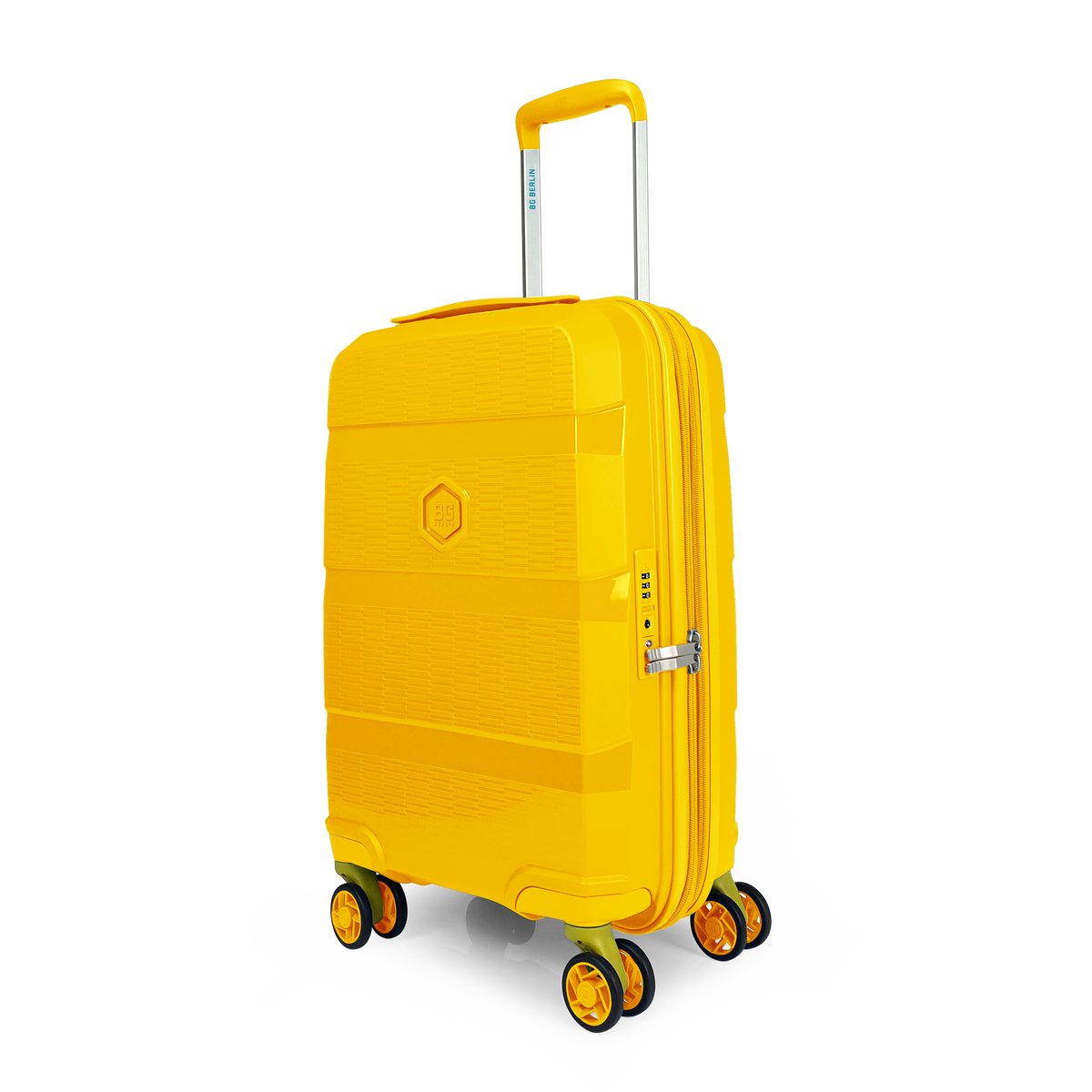 Maleta de cabina BG Berlin ZIP² 35 L (10 kg) amarilla, vista en ángulo