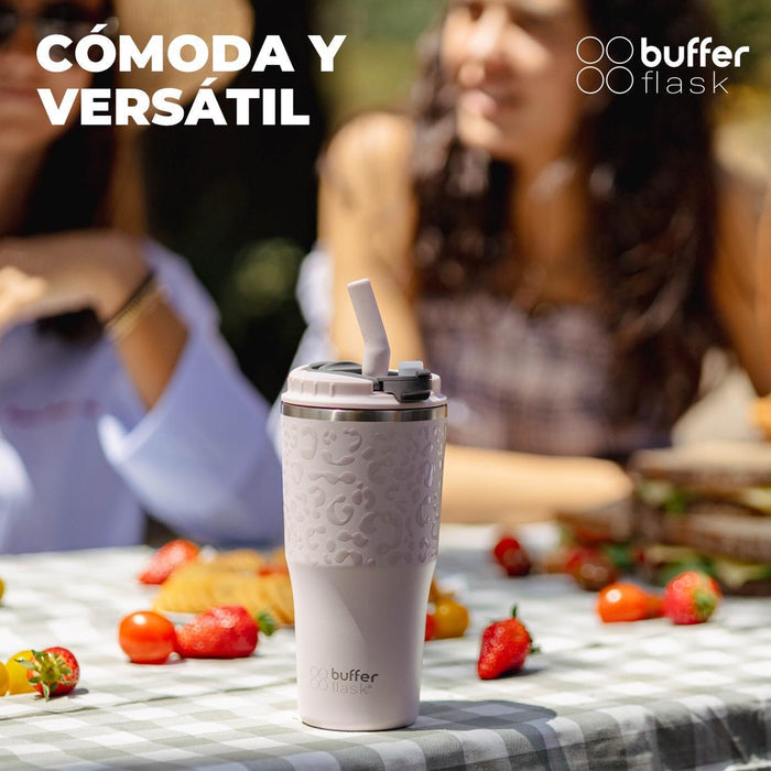 MUG VASO TERMICO BUFFER ROQUES 600ML + 2 TAPAS Y BOMBILLA - Pilgrim Tienda para viajeros