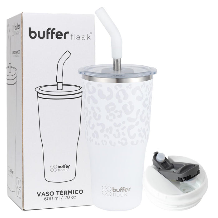 MUG VASO TERMICO BUFFER ROQUES 600ML + 2 TAPAS Y BOMBILLA - Pilgrim Tienda para viajeros