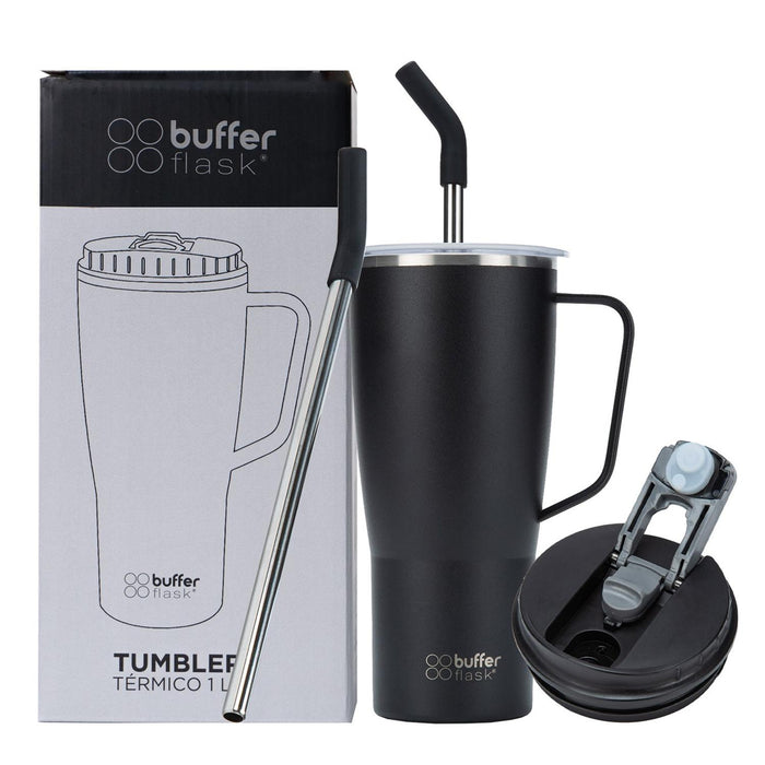 MUG VASO TÉRMICO BUFFER ROQUES 1 LT CON 2 TAPAS