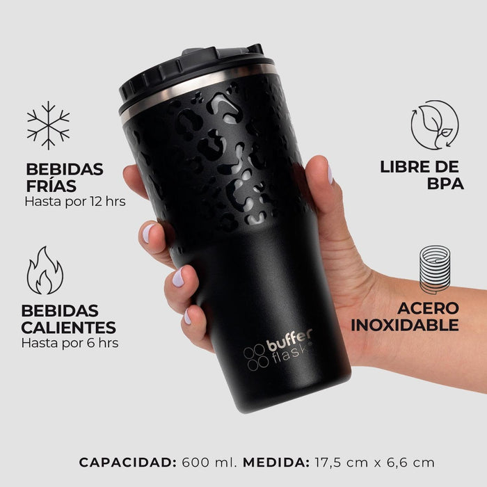 MUG VASO TERMICO BUFFER ROQUES 600ML + 2 TAPAS Y BOMBILLA - Pilgrim Tienda para viajeros