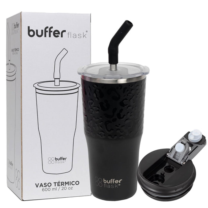 MUG VASO TERMICO BUFFER ROQUES 600ML + 2 TAPAS Y BOMBILLA - Pilgrim Tienda para viajeros